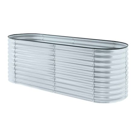 Almo Fulfillment Services Hanover Galvanized Steel Oval Raised Planter Bed, 31.5"D x 94"W x 32.2"H, Silver HANOVGB-2SLV
